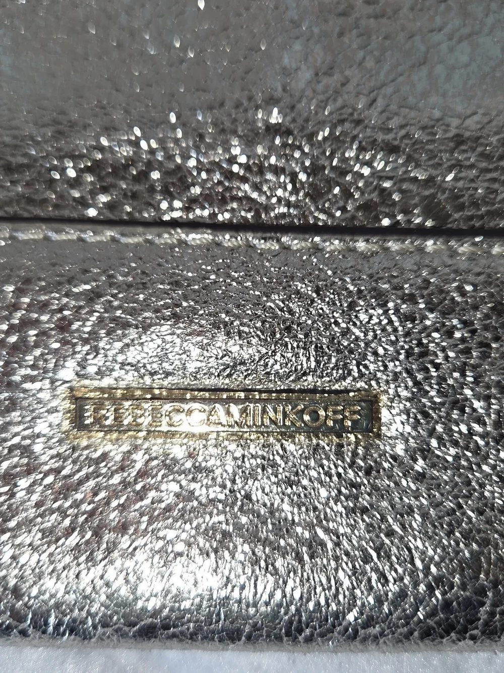 Rebecca Minkoff Leo Gold Leather Metallic Clutch featuring Zipper Trim